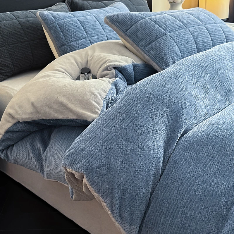 冬季加厚牛奶绒被套单件双面雕花毛绒保暖被罩宿舍单人150x200cm