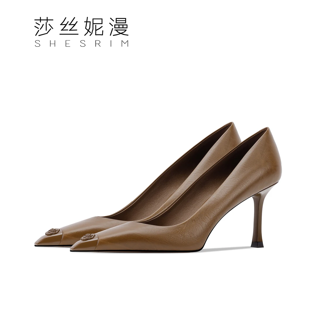 百搭设计师款尖头高跟鞋女2025年秋季新款时尚山茶花女鞋小众单鞋