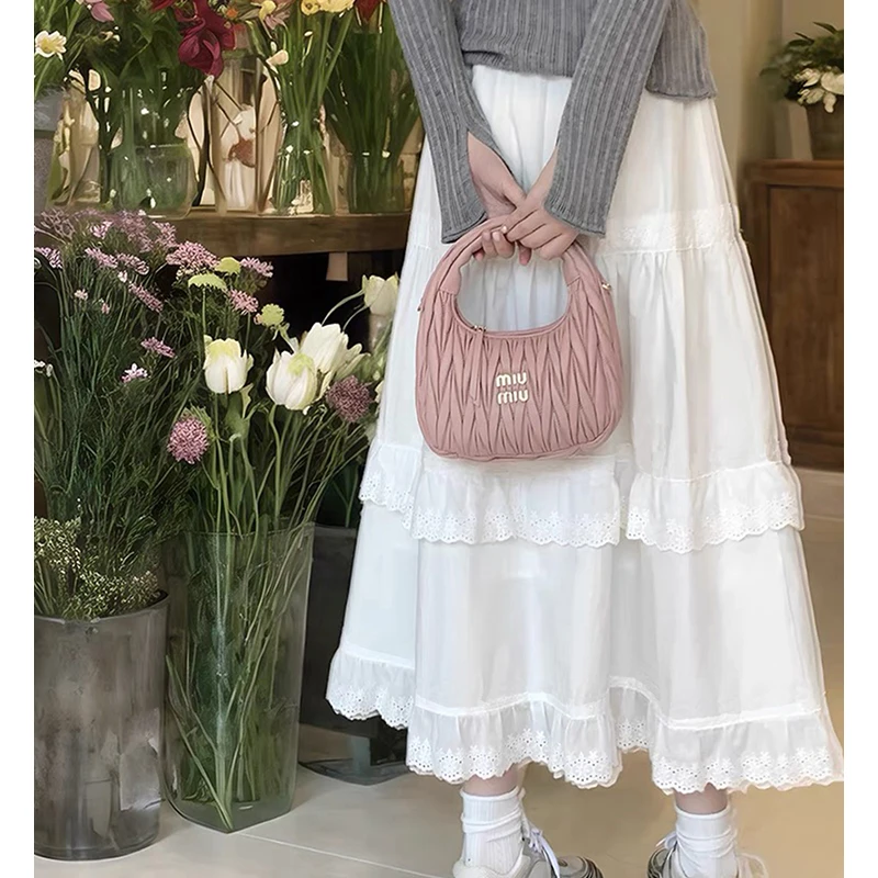 白色蕾丝蛋糕裙女春夏新款出游穿搭A字伞裙小个子松紧腰半身裙