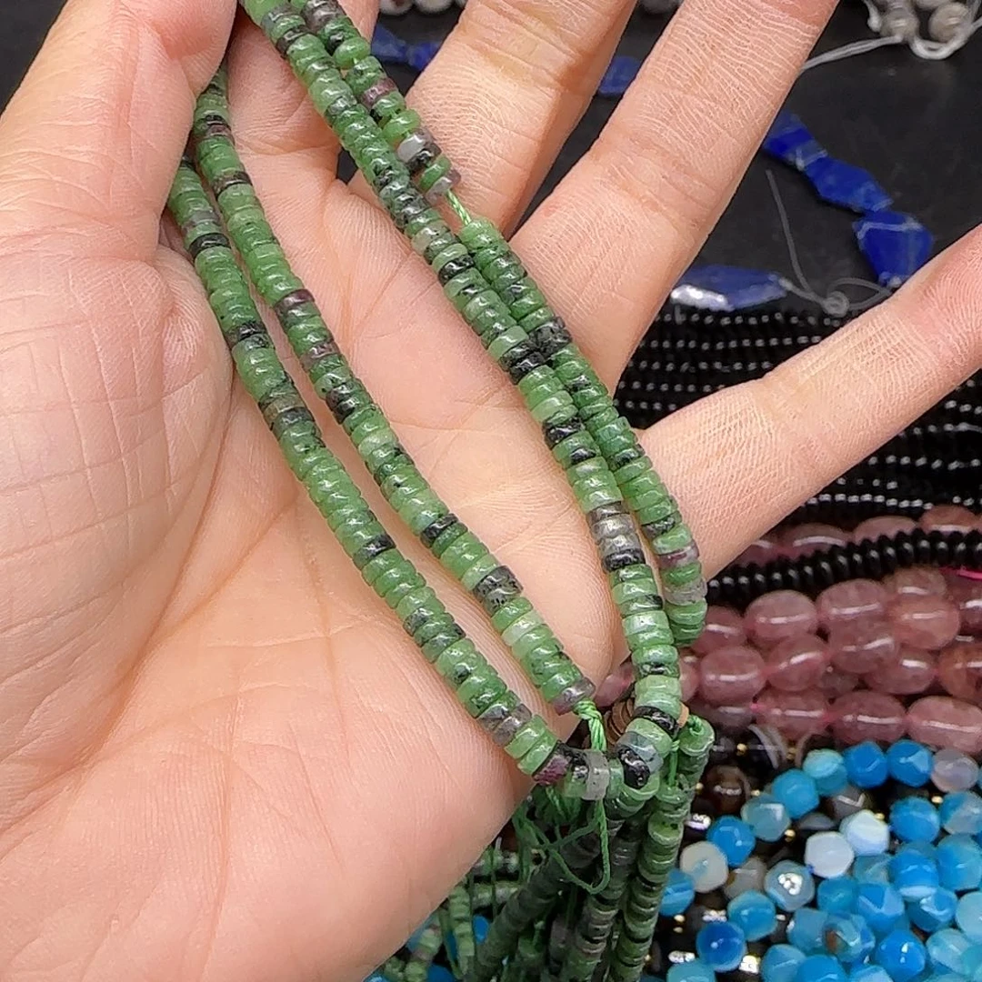 玛瑙/玉髓合金珠宝半成品红绿宝4mm一条剁珠