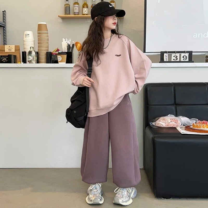 女童套装秋装2024新款洋气儿童春秋款卫衣大童装女孩运动两件套潮