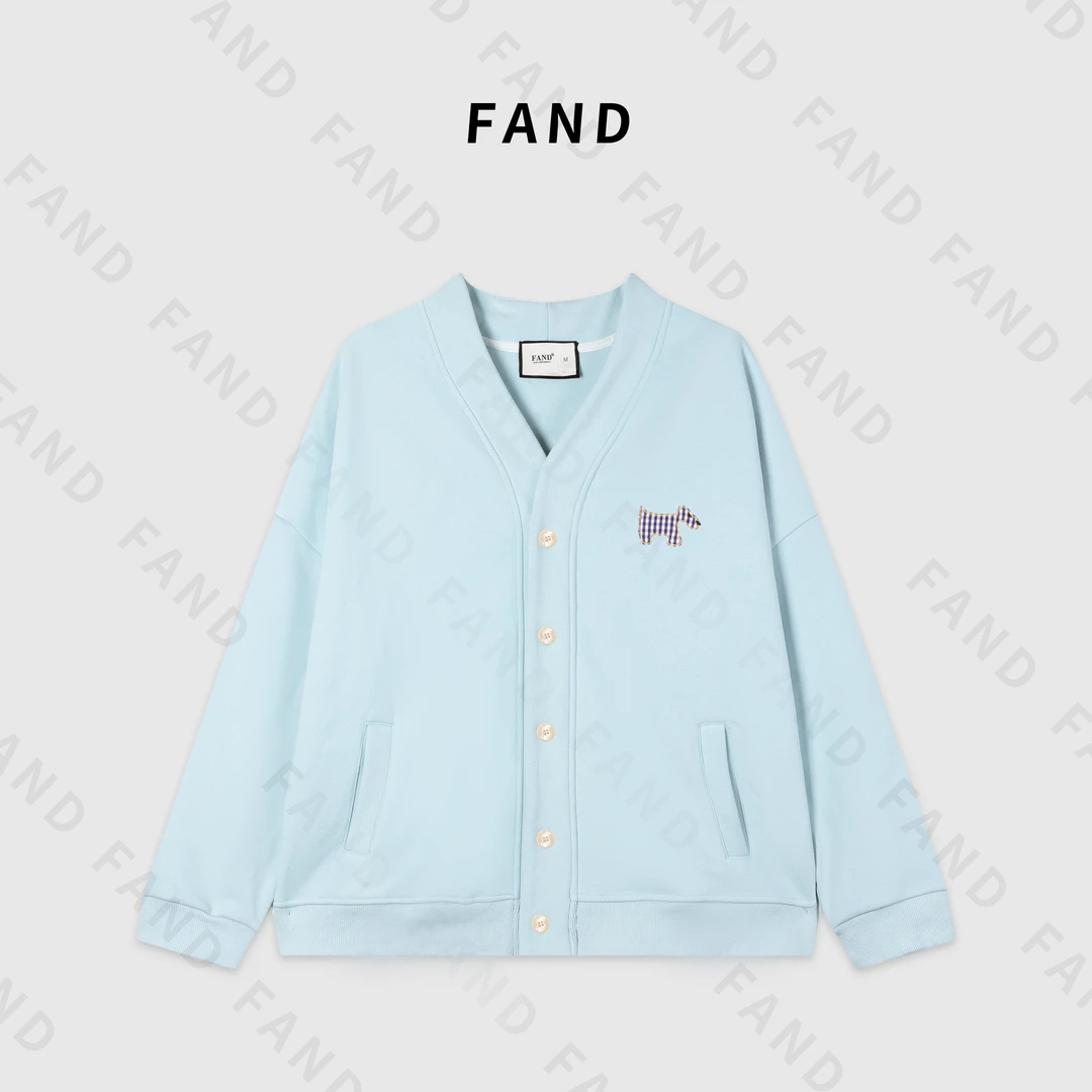 FAND品牌【刺绣小狗】秋冬饭饭家情侣装百搭休闲宽松开衫长袖外套