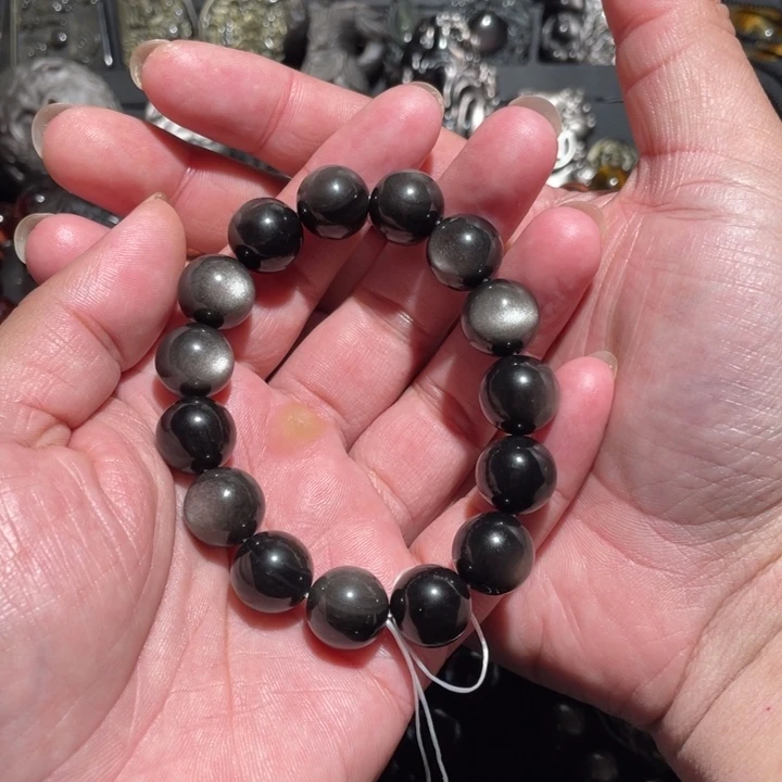 黑曜岩手串未镶嵌墨*.