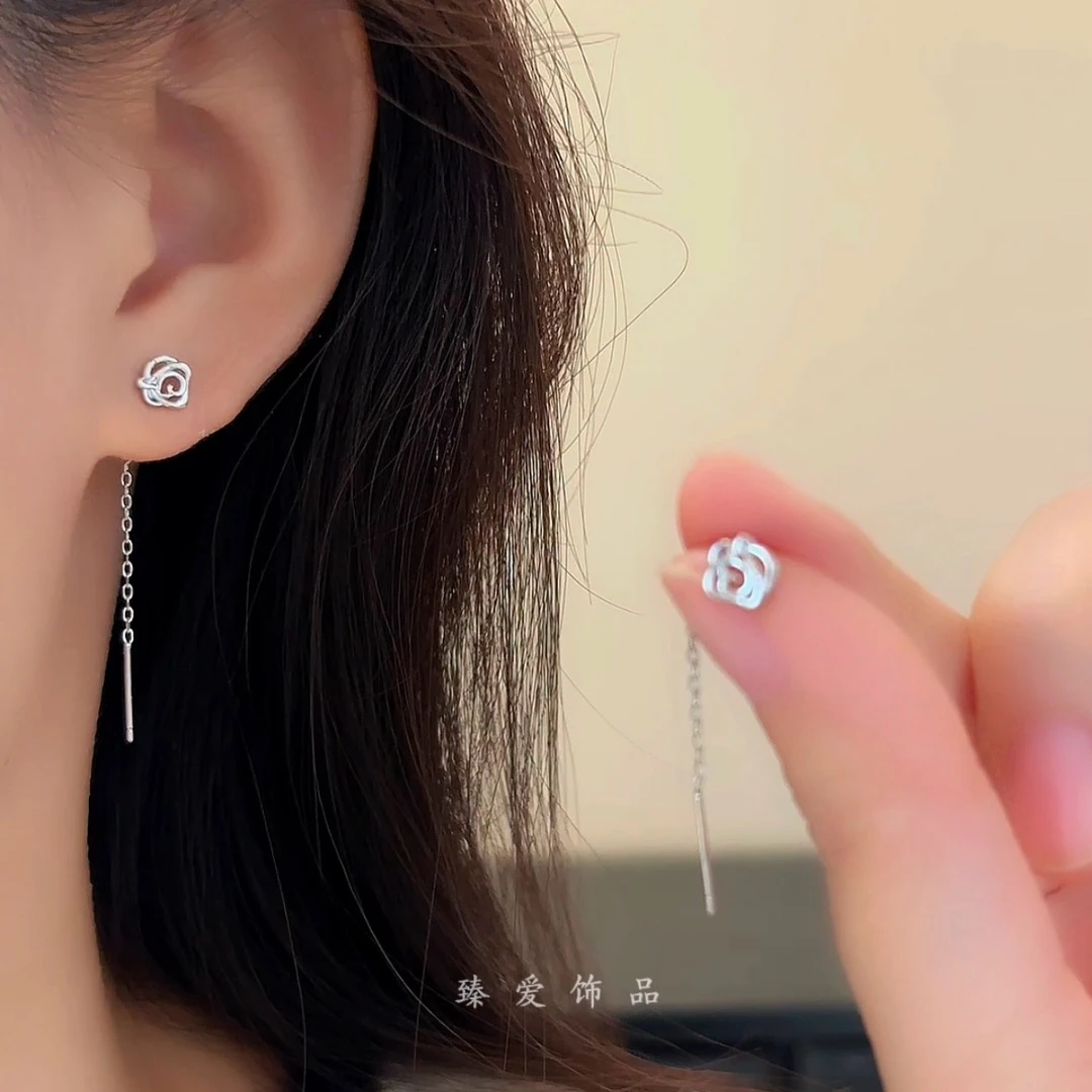 足银耳饰 玫瑰花耳线轻奢高级感养耳洞睡免摘耳饰782ex