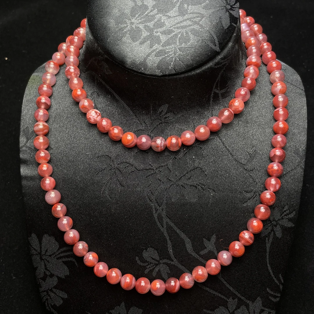 S164天然南红玛瑙水蜜桃7mm珠链圆珠多样性发一