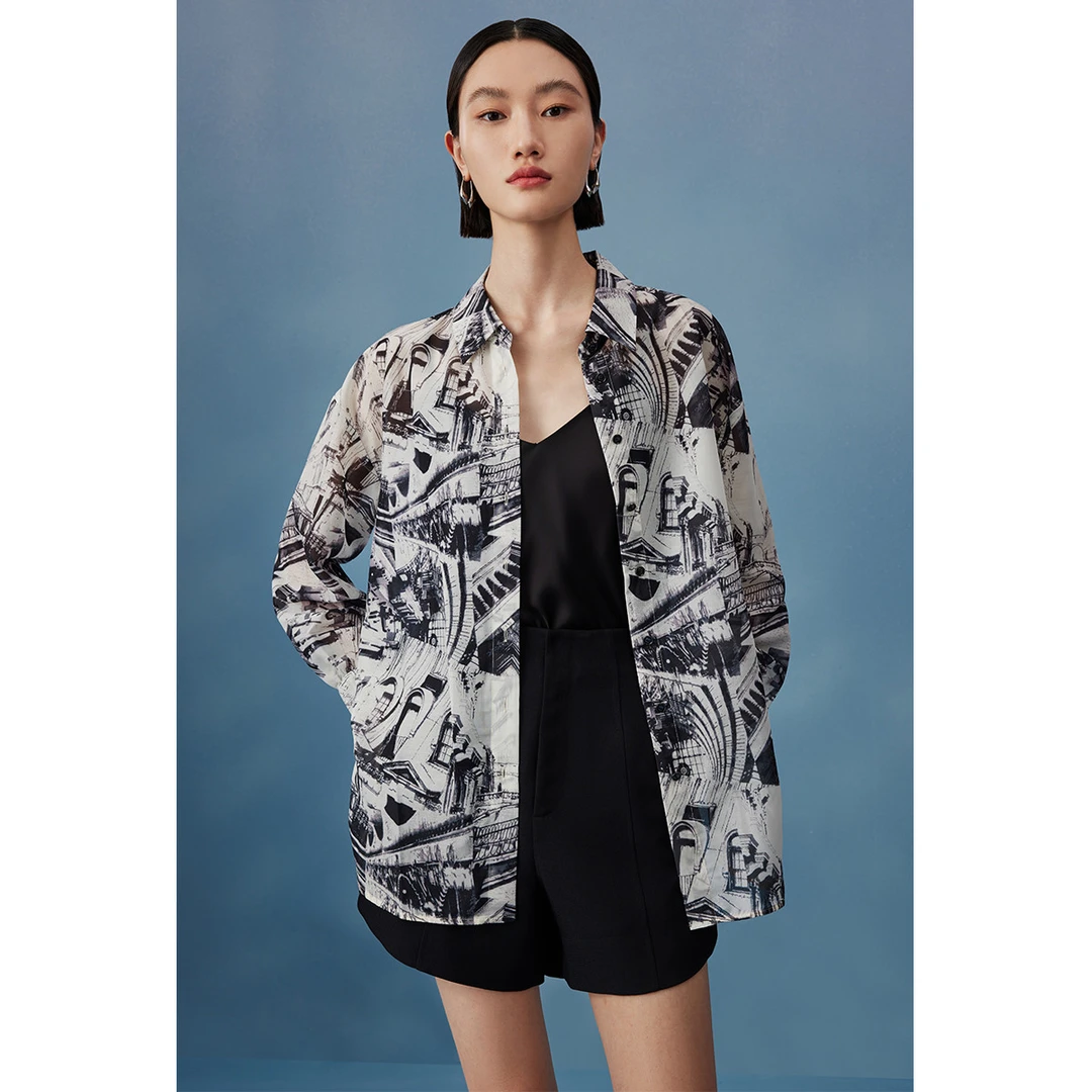 【小春子】衬衫女夏季垂感亲肤休闲衬衣宽松显瘦薄款长袖M330002