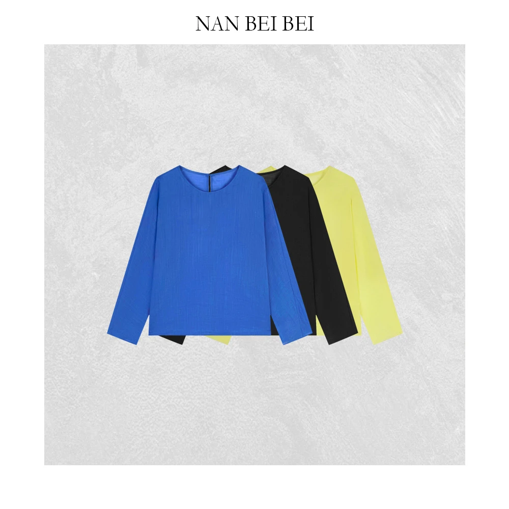 【南北贝】'苎麻T' 极简设计款宽松百搭轻薄苎麻长袖上衣 52-045