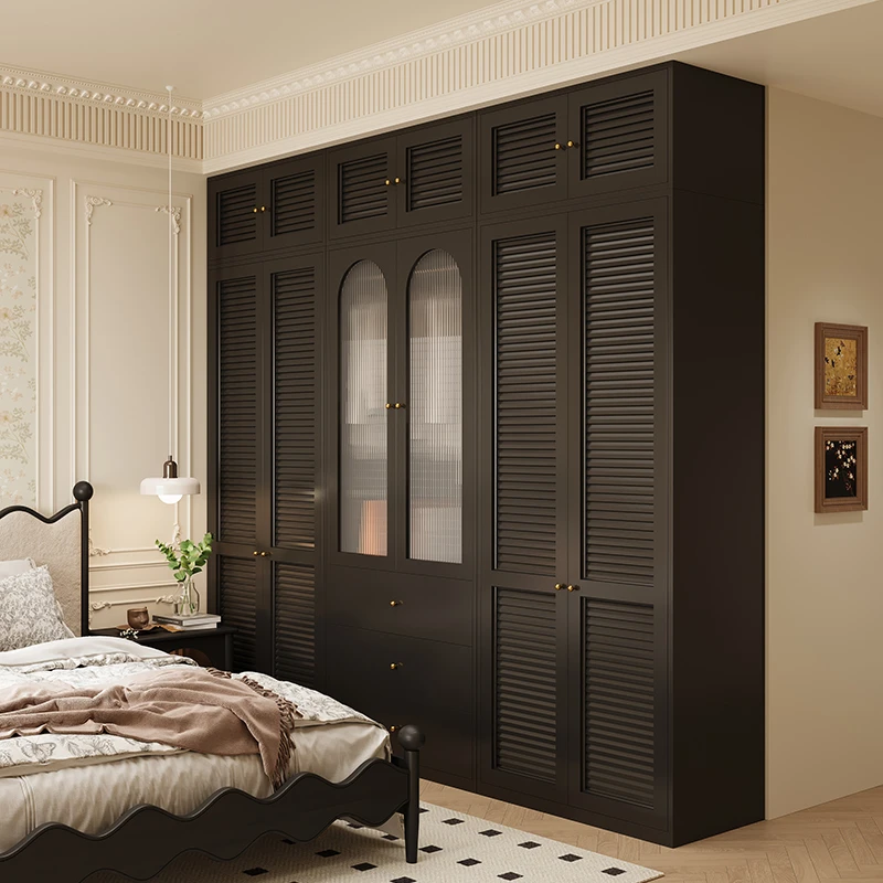 钢制无甲醛衣柜卧室大容量收纳柜家用成人儿童美式复古对开门衣橱