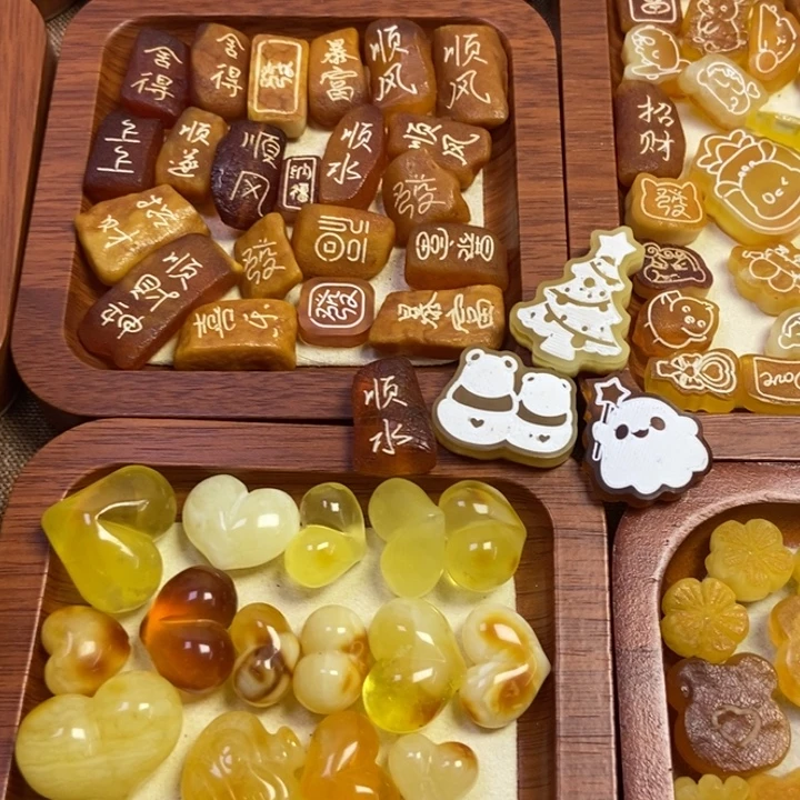 琥珀未镶嵌珠宝奇石蝴蝶结