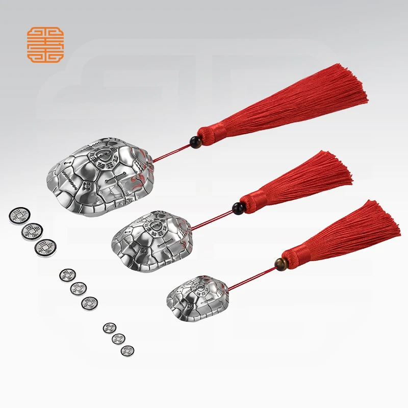 足银银制品 铜师傅玺匠金铺《武当联名龟卜卜（足银999）》龟壳手把件