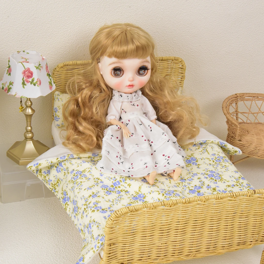 6分娃屋bjd小布娃娃铁艺复古双人床欧式公主床简约现代铁架床藤床