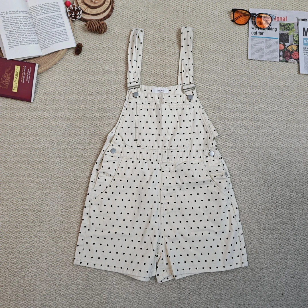 2025春季新款宽松波点时尚休闲背带短裤9569