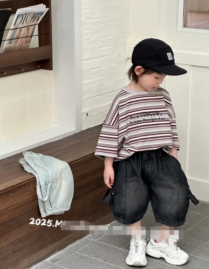 2025夏季新款森系韩系简潮时尚男孩女孩高品质工装短裤韩版童装