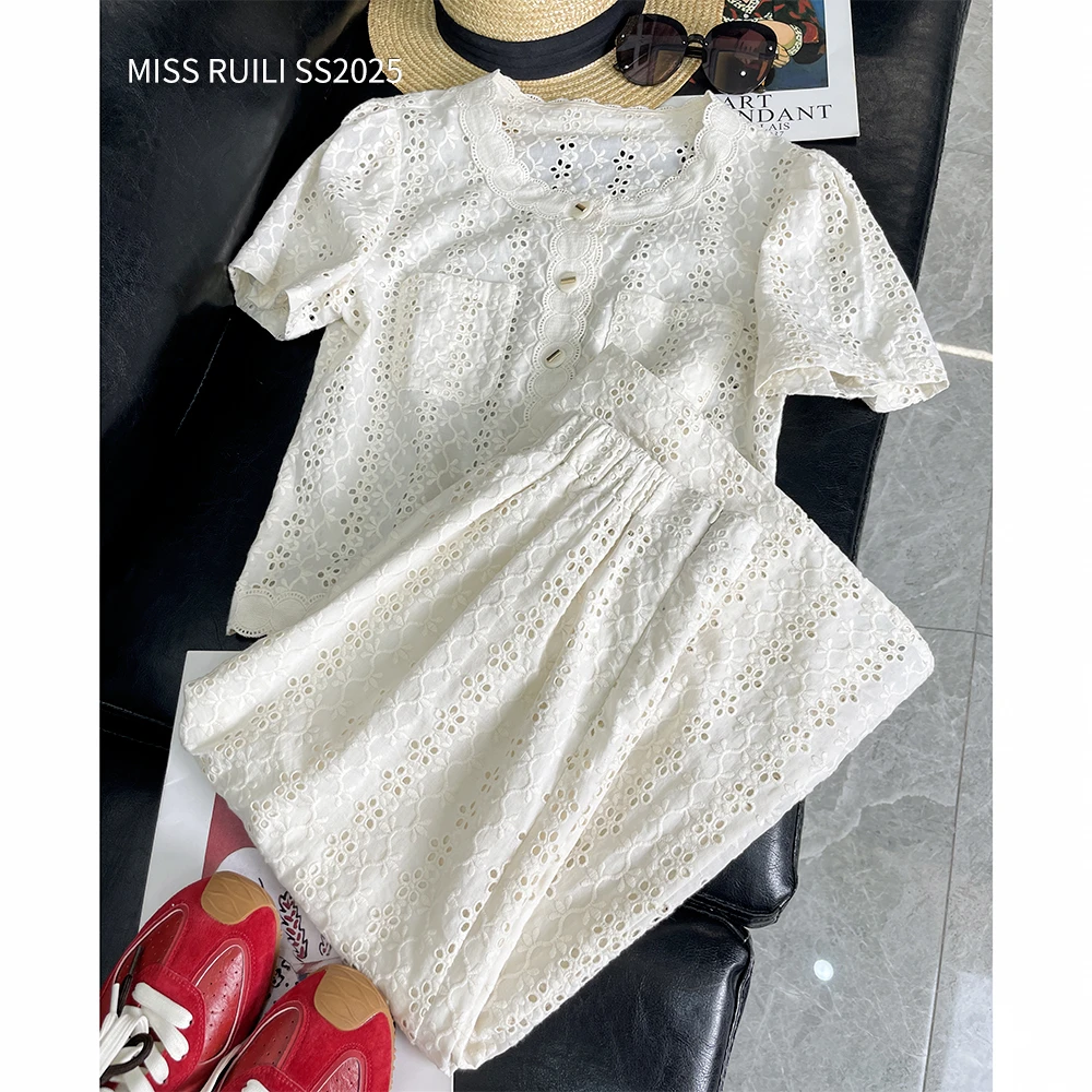 MISS RUILI 定制春季甜美拼接小香风气质名媛半身裙套装F0344