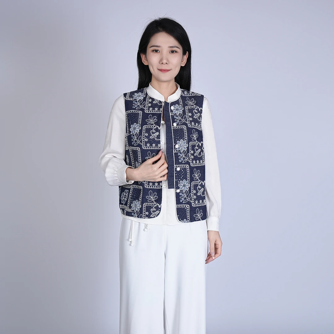 中国风优雅百搭短袖气质女士新款舒适通勤显瘦马甲WS031106