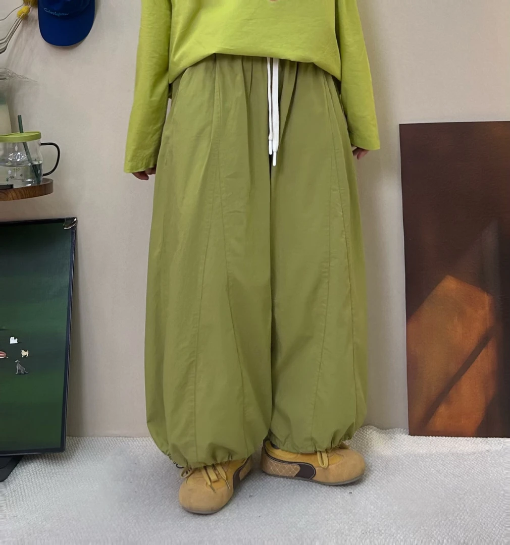 小众设计感夏季纯色百搭宽松A字阔腿收口灯笼裤