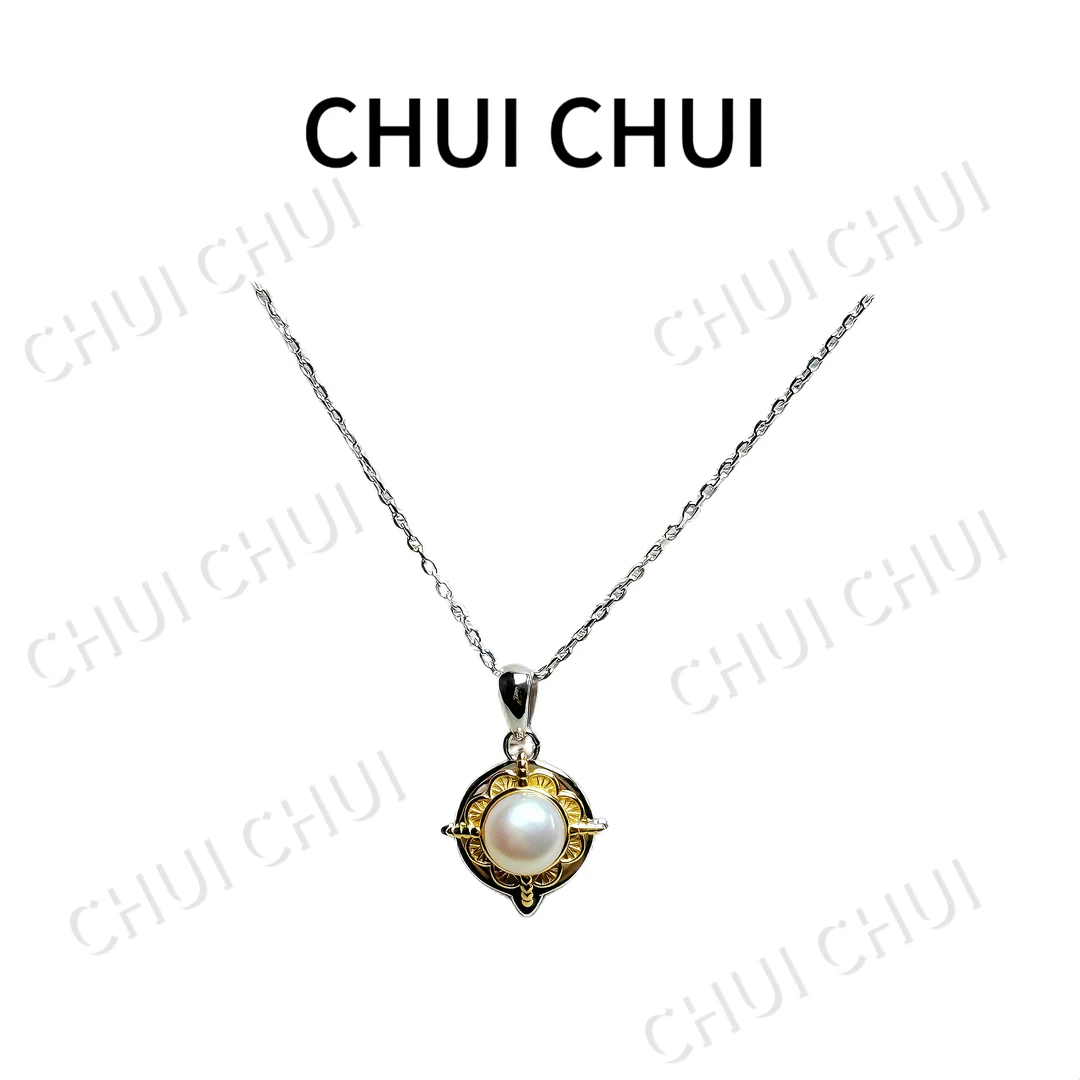 链子925银 链子925银韩版通体925银白色珍珠项链轻奢锁骨链吊坠