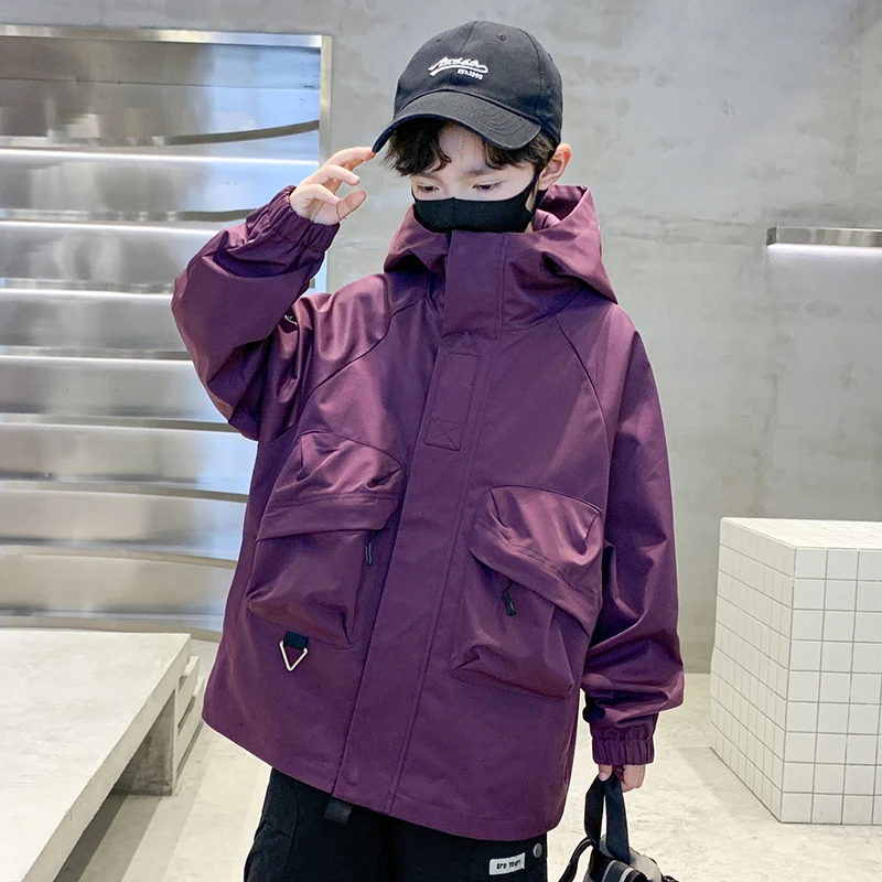 男童工装外套春秋儿童帅气夹克休闲中大童洋气冲锋衣秋季男孩潮款