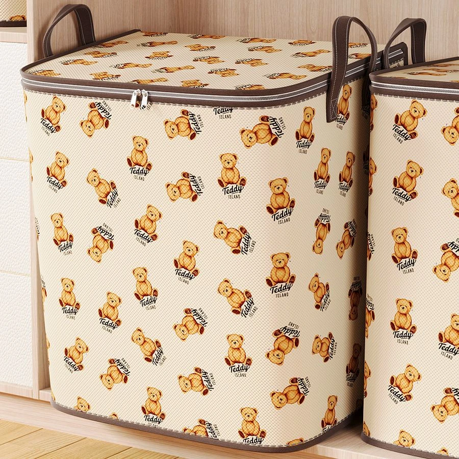 泰迪熊衣服被子可折叠无纺布收纳袋卧室衣柜储物箱玩具收纳整理袋