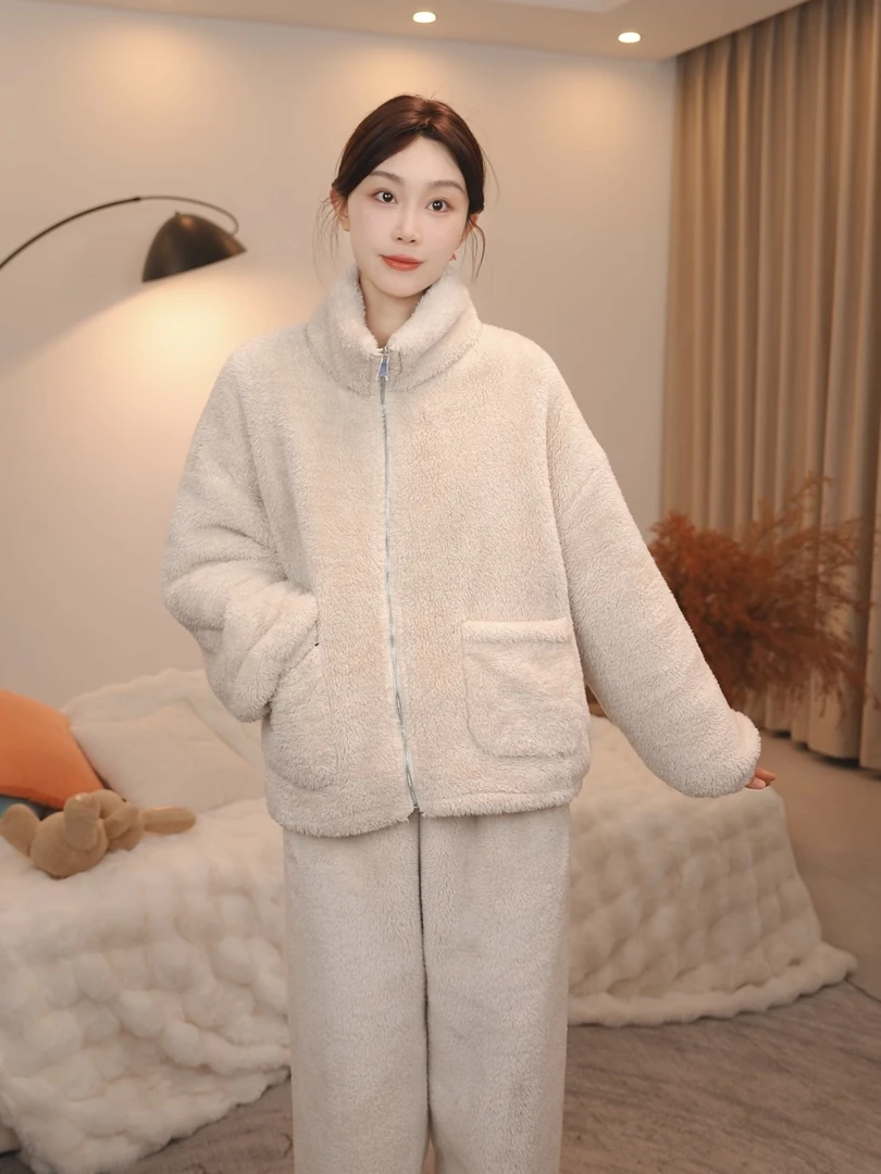 2025爆款李允珍正版双面北极绒加厚加绒保暖睡衣冬款秋冬季家居服