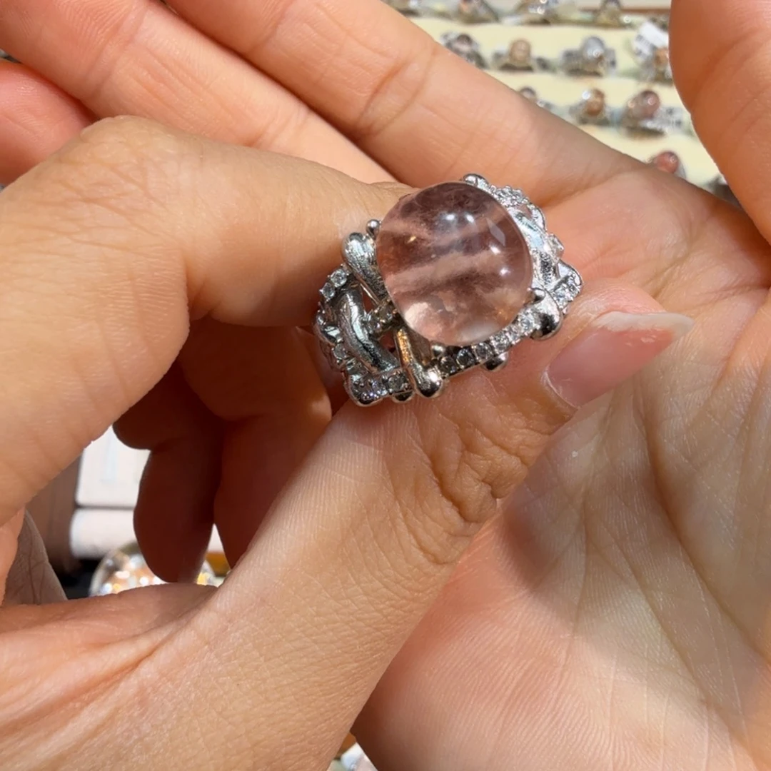 水晶戒指银S925镶嵌春****白