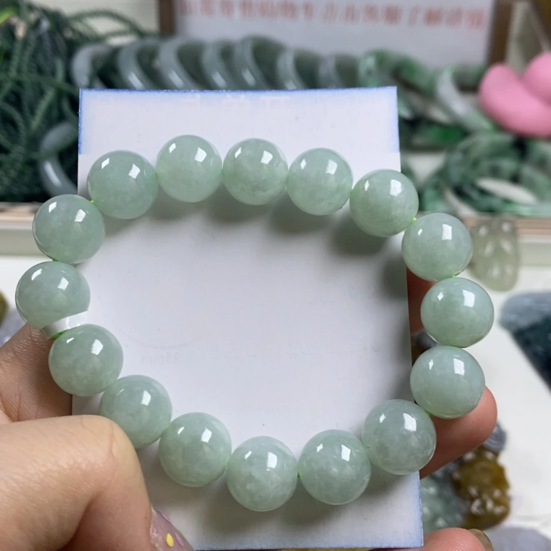 翡翠未镶嵌颈饰3翡翠A货手串约12mm+