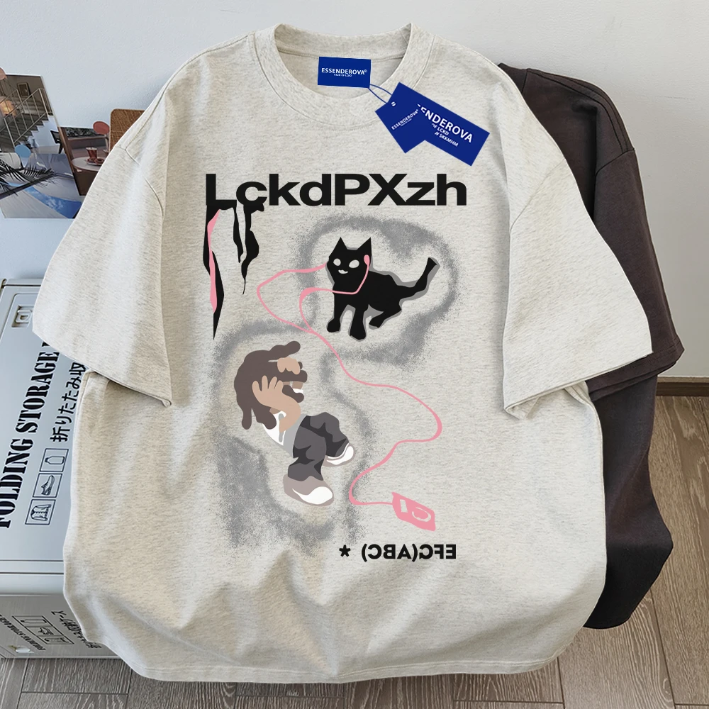 100%纯棉美式oversize宽松短袖T恤女2025夏季潮牌百搭打底衫上衣