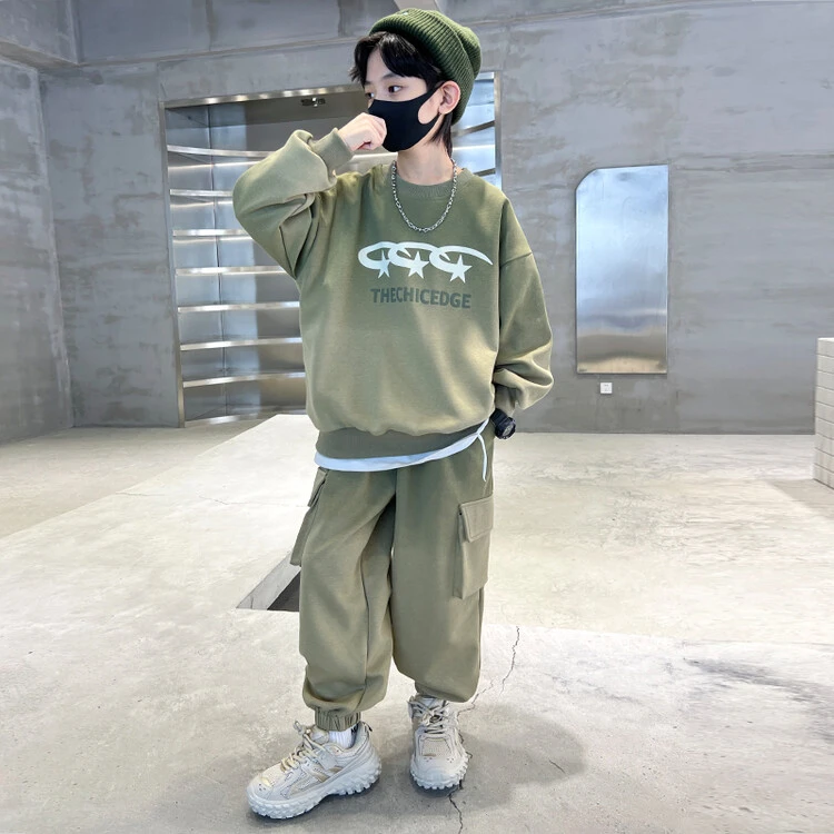 2025新款儿童套装韩版春秋渐变男童中大童长袖运动休闲炸街春秋款