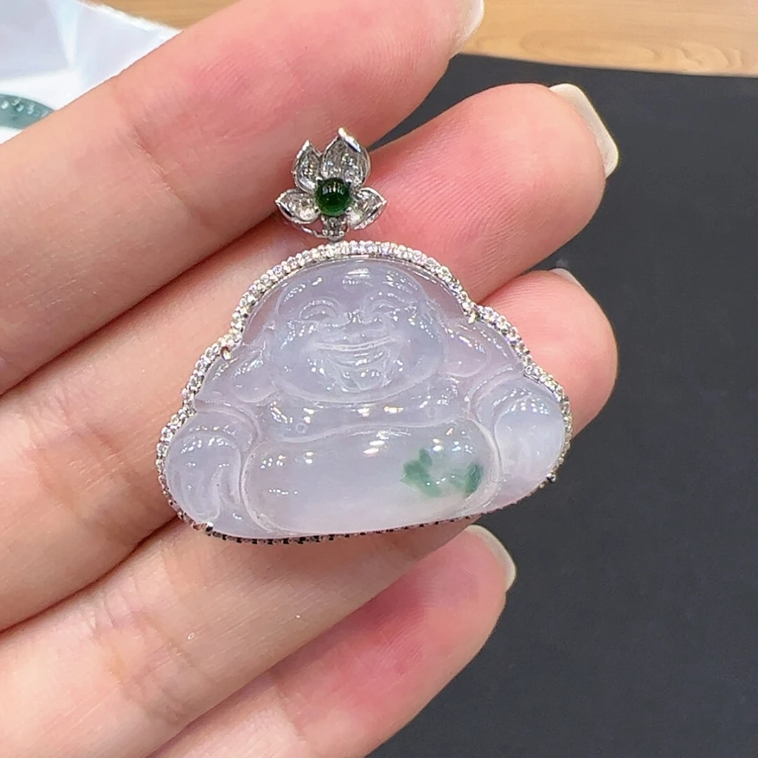 【闪购商品】翡翠18K金镶嵌颈饰李*啾佛公