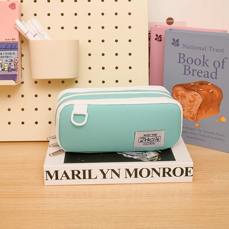 大容量笔袋新款多层笔袋简约小学生文具盒手提收纳铅笔袋多功能