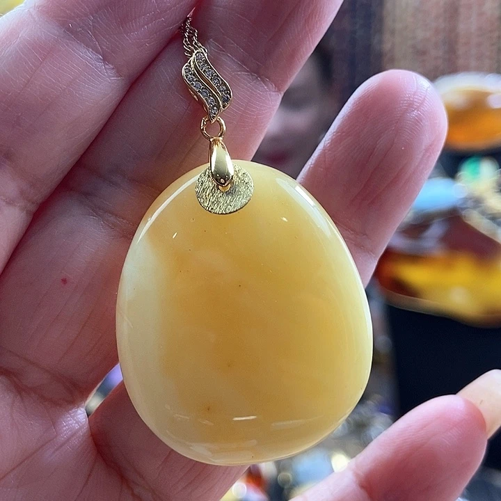 琥珀银S925镶嵌颈饰吊坠