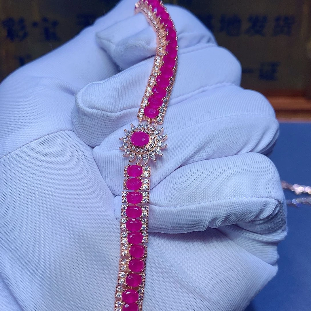 红宝石手链银S925镶嵌