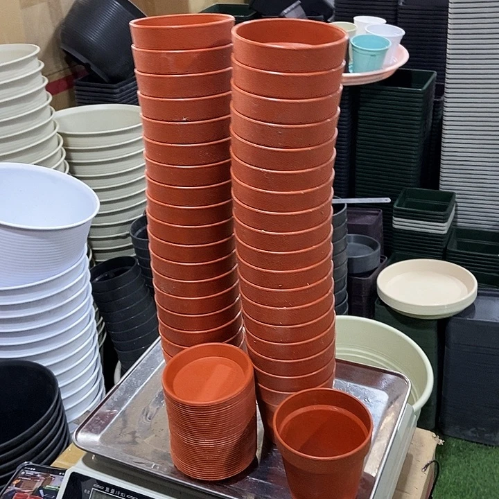 塑料仿陶口9.5高9陶红带拖37套