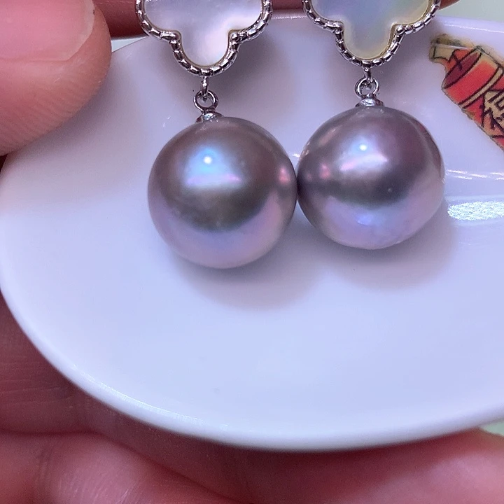 银S925镶嵌耳饰淡水珍珠