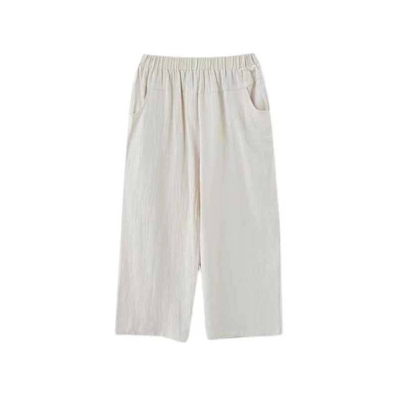 【小姚甄选】棉麻休闲薄款裤子夏季妈妈装新款宽松大码七分阔腿裤女