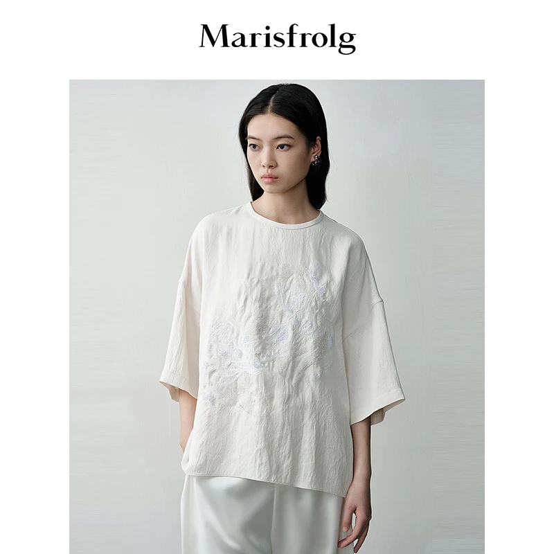 Marisfrolg玛丝菲尔24年刺绣艺术家重工T恤A1EG30151