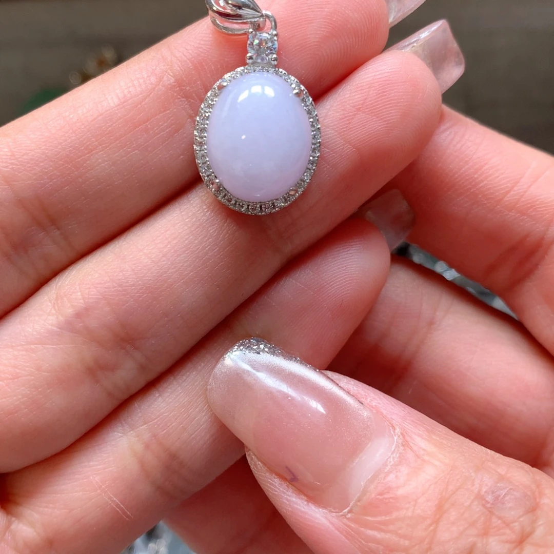 翡翠戒指银S925镶嵌吊坠566