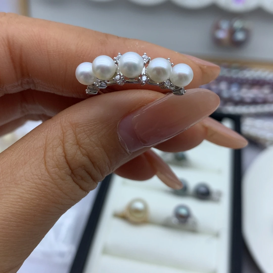 淡水珍珠银S925镶嵌戒指