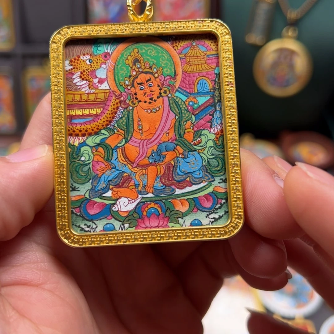 吊坠黄cc纯手绘唐卡