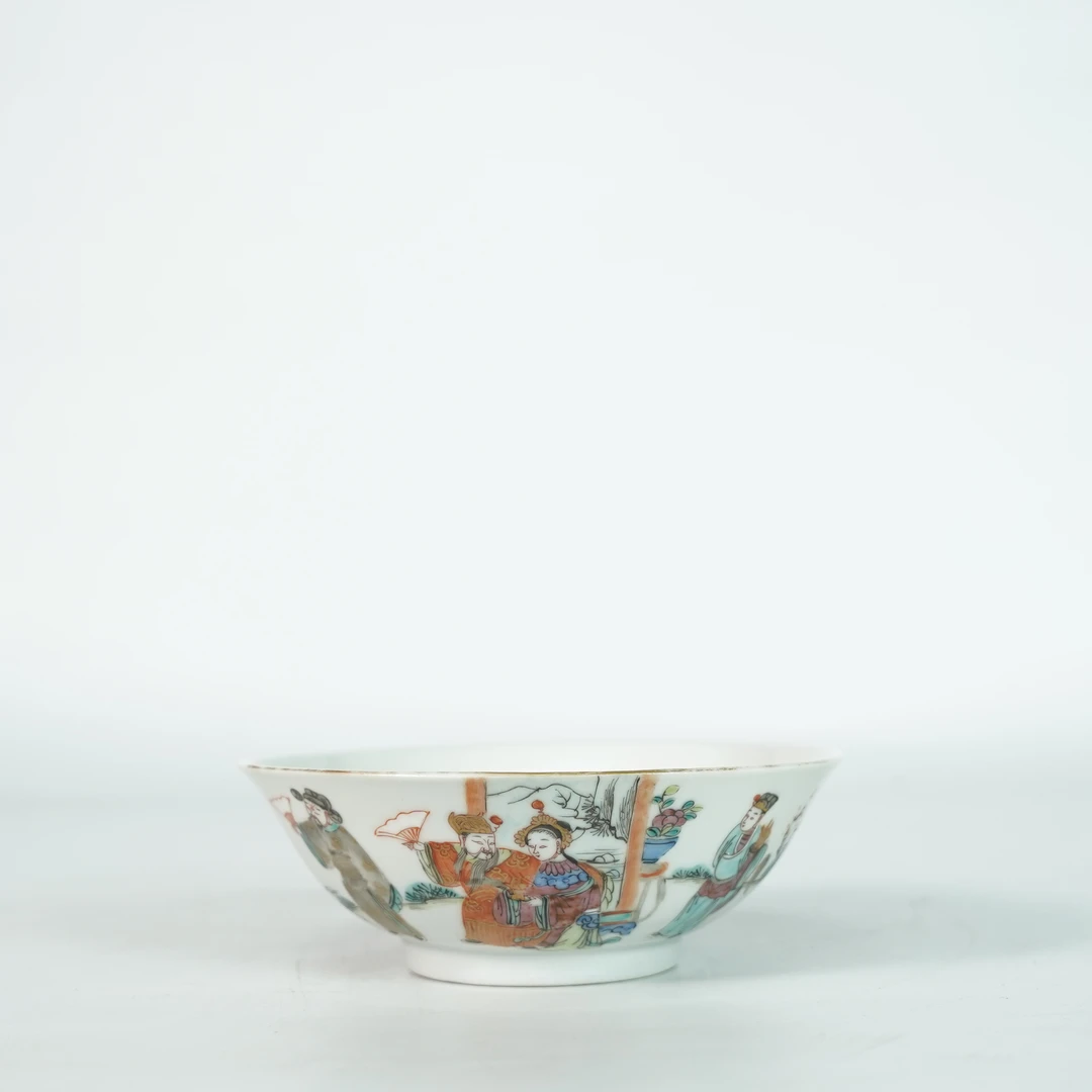 LABC250215014【十竹斋】清同治人物故事纹碗