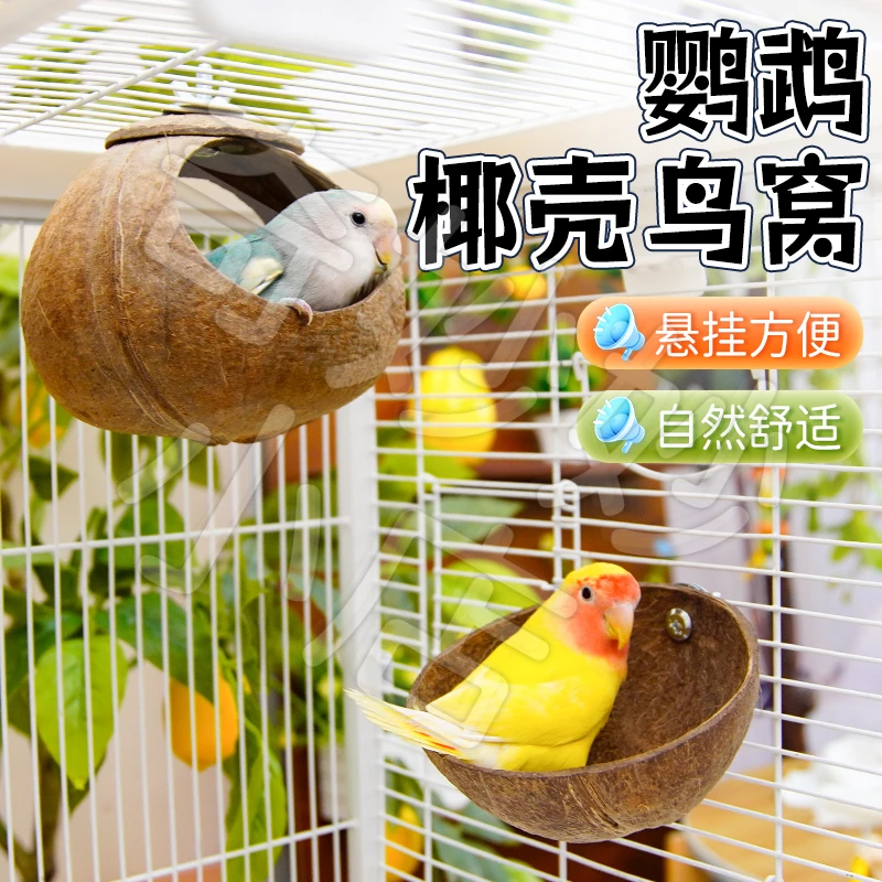 【宠大条】鹦鹉椰壳鸟窝椰子壳鸟窝夏季鸟窝挂窝鹦鹉窝牡丹鸟窝鸟巢