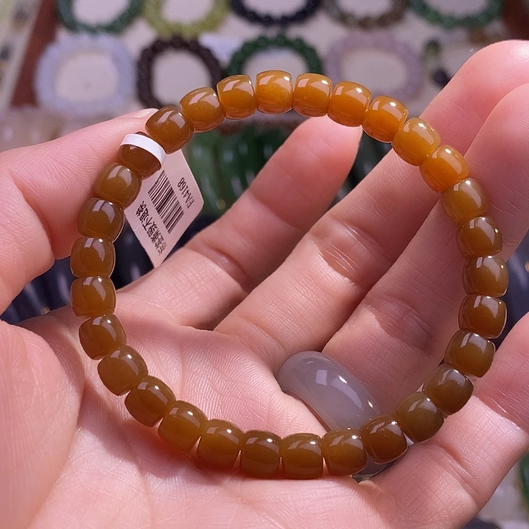颈饰未镶嵌和田玉糖料直切7mm手串