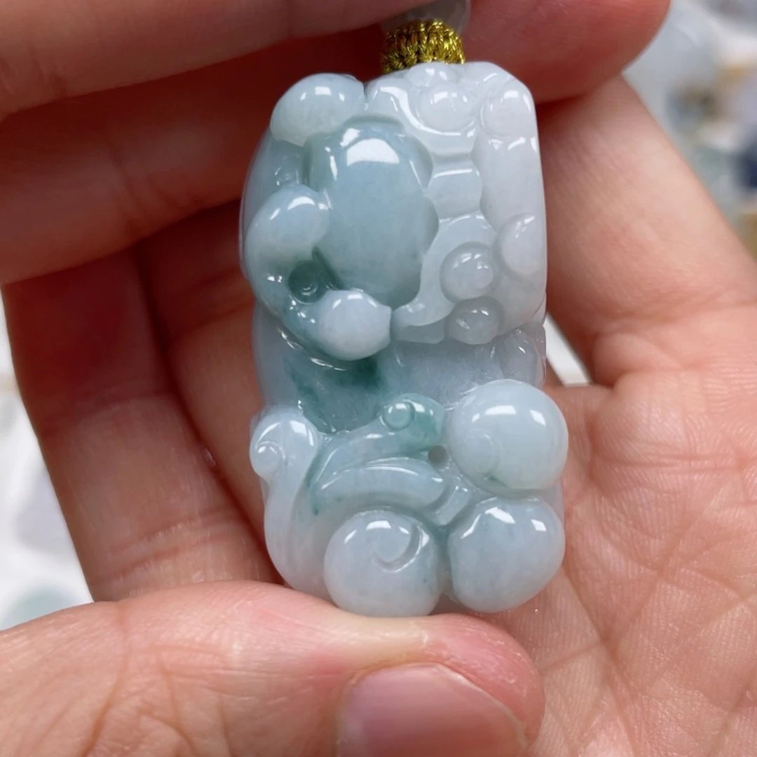 翡翠颈饰未镶嵌天然翡翠A货貔貅F1