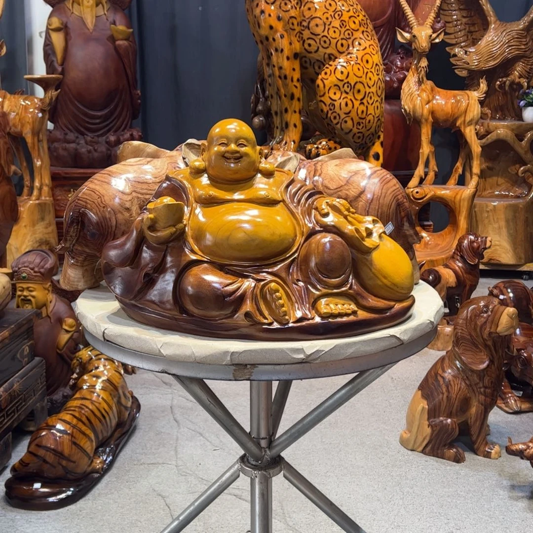 香榧木香樟木材质弥勒➕大象一对