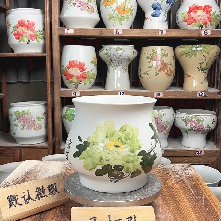 摆件高20口20绿绿绿牡丹