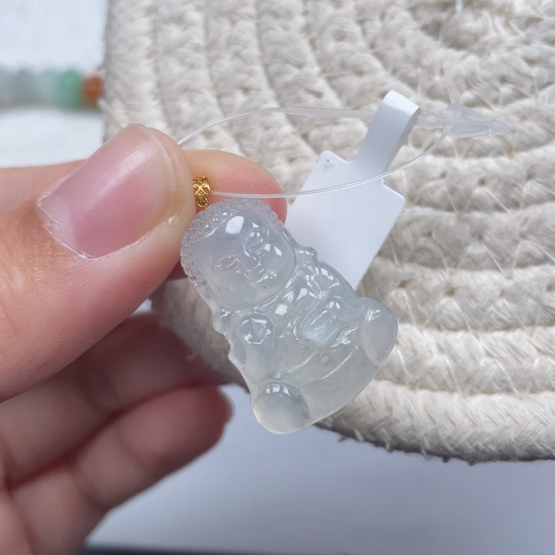 翡翠18K金镶嵌颈饰天然A货缅甸翡翠