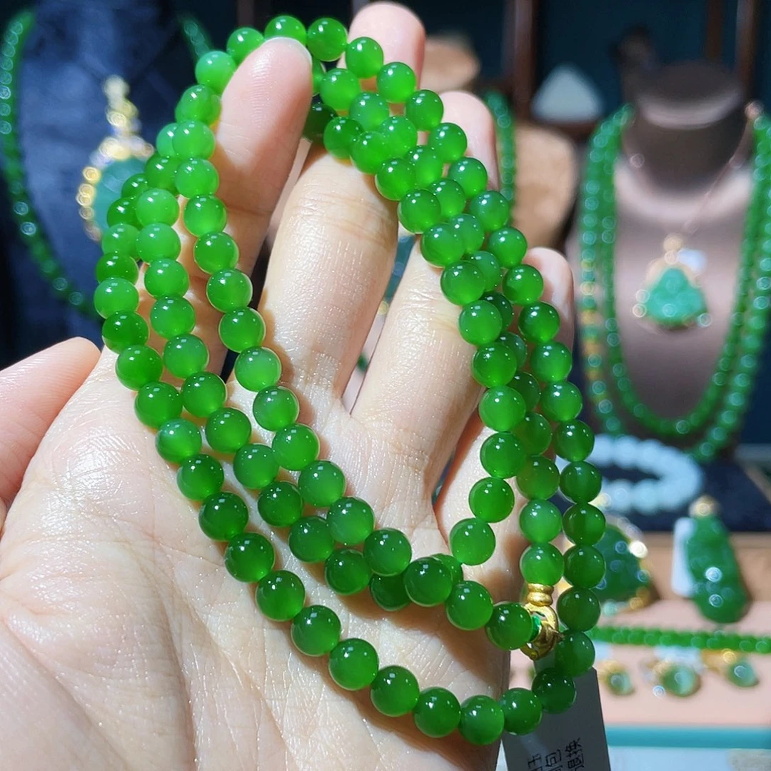 和田玉（碧玉）18K金镶嵌颈饰