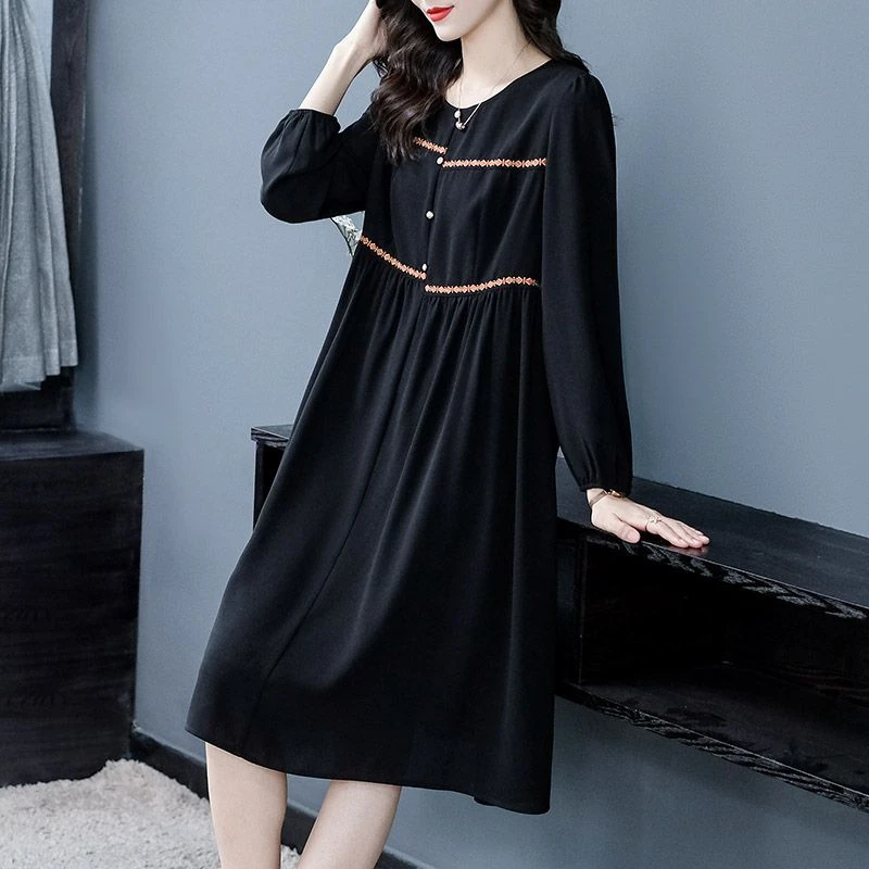 民族风显瘦遮肚连衣裙229786