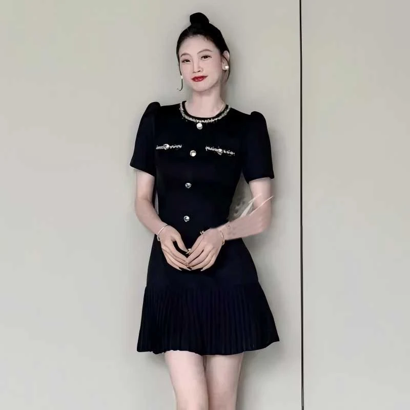 【有里布】气质收腰设计感小个子夏季时尚气质裙子连衣裙D0858