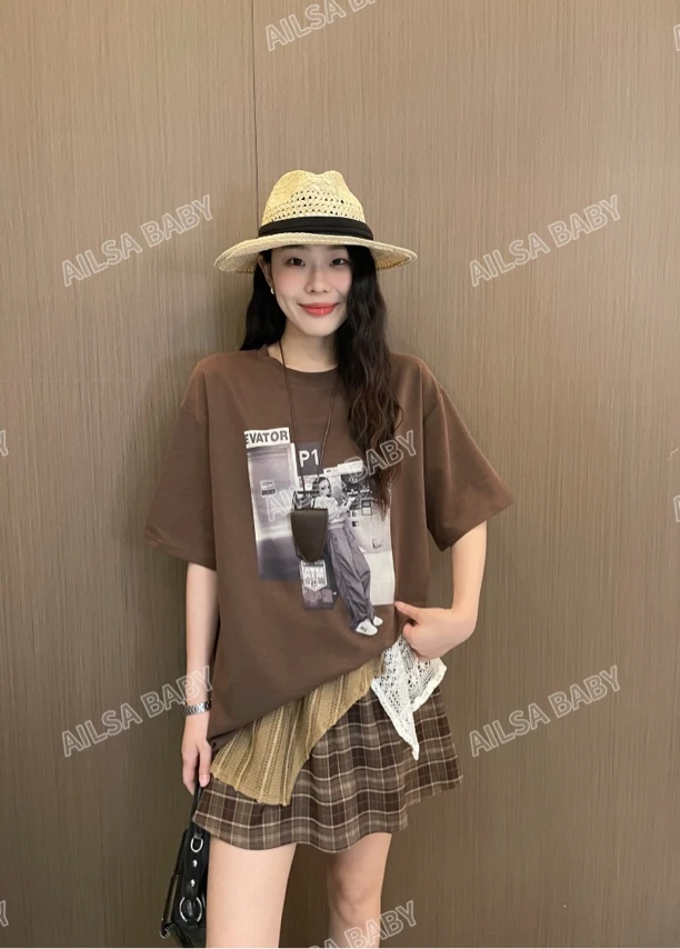 【AILSA BABY】欧货T恤+格子裙+挂包三件套套装/51513A